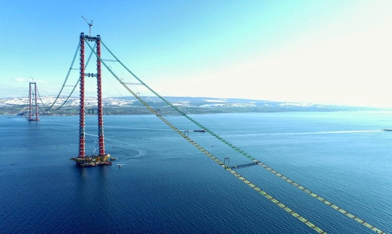 1915 Çanakkale Köprüsü kedi yolu tamamlandı sıra ana halatlarda