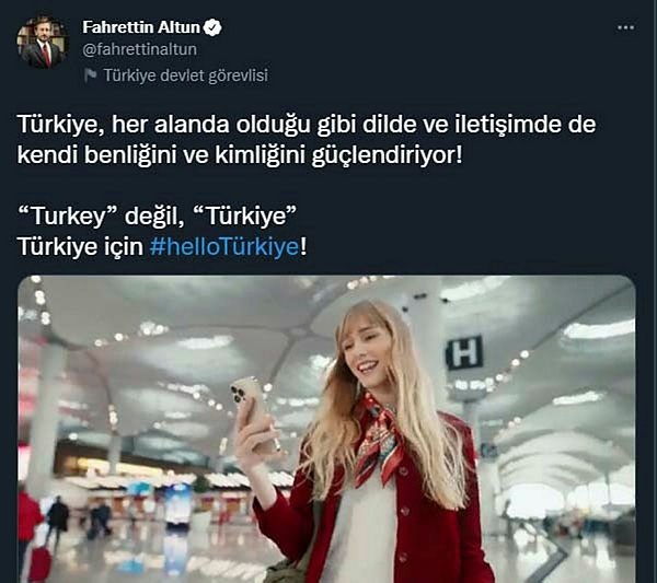 Altun’dan Hello Türkiye paylaşımı