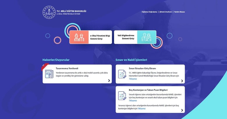 E Okul not hesaplama! E Okul öğrenci ve öğretmen giriş ekranı!