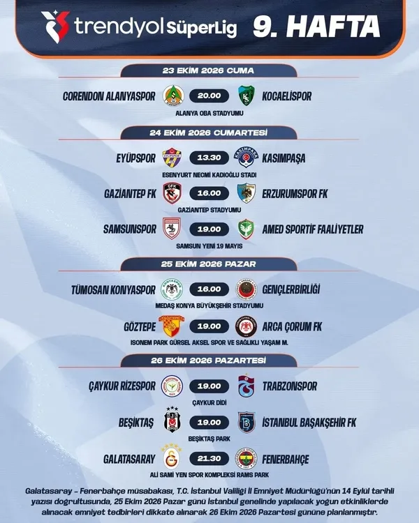 Galatasaray-Fenerbahçe derbisinin tarihi belli oldu