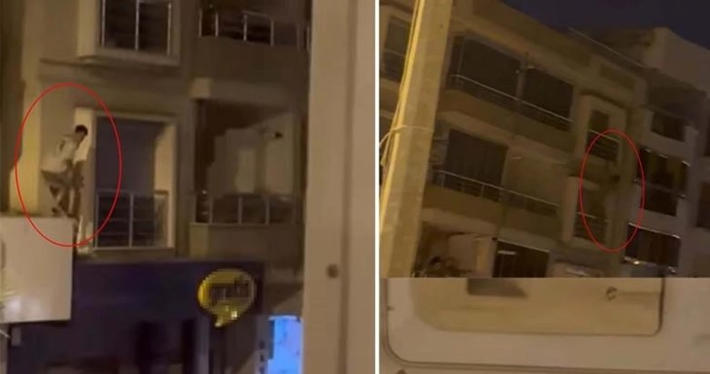Polisi gören hırsız 5 kat tırmanarak kaçtı