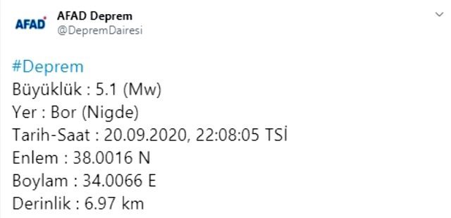 Son dakika: Niğde’de 5,1 büyüklüğünde deprem