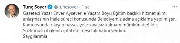 Vatandaşların tepkisi Soyer’e geri adım attırdı! Enver Aysever’e yapılacak olan 238 bin 500 liralık ödeme iptal edildi!