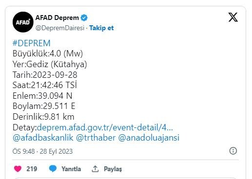 Kütahya’da deprem: AFAD açıkladı!
