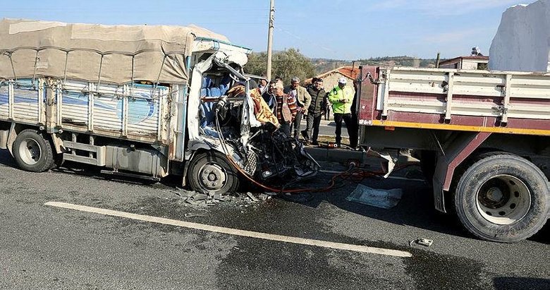 Kamyona çarpan kamyonetin sürücüsü öldü