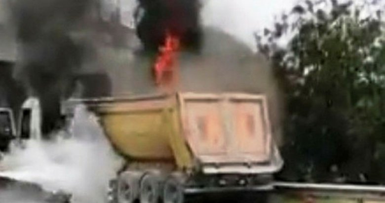 Aydın’da otoyolda kamyon yangını