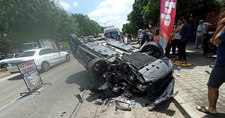 Motosiklete çarpmamak için manevra yapınca takla atmış