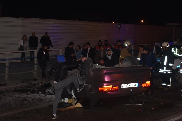 İzmir’de feci kaza! 150 metre sürüklendi 5 takla attı