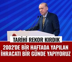 Başkan Erdoğan: 2002’de bir haftada yapılan ihracatı bir günde gerçekleştiriyoruz