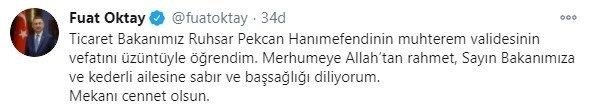 Sağlık Bakanı Fahrettin Koca: Ticaret Bakanı Ruhsar Pekcan’ın annesi vefat etti