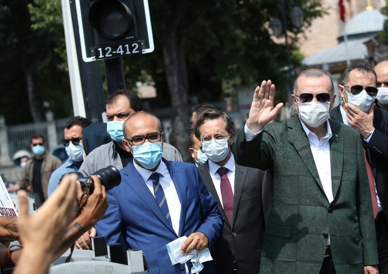 Son dakika: Başkan Recep Tayyip Erdoğan Ayasofya Camii’nde incelemelerde bulundu