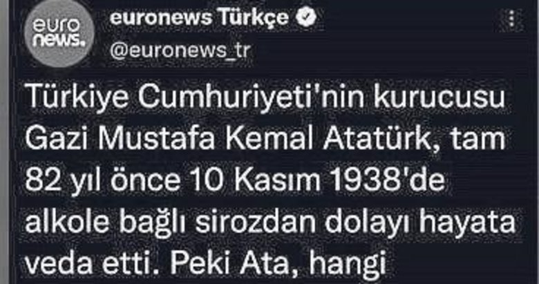 Euronews’in skandal Atatürk paylaşımına tepki