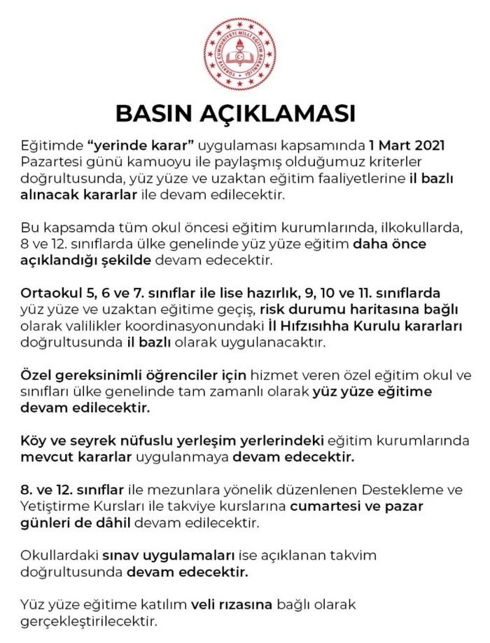 Son dakika: MEB’den yüz yüze ve uzaktan eğitim açıklaması