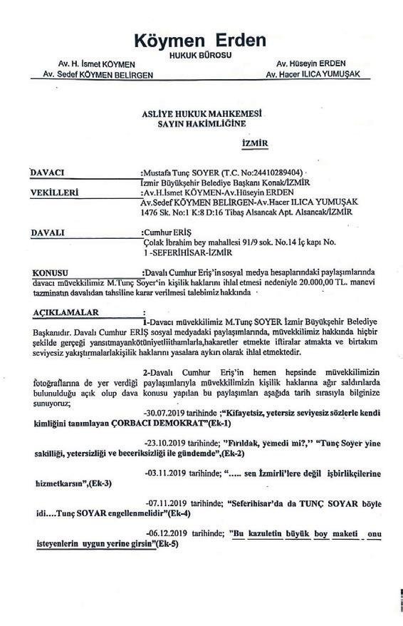 Soyer’den Soyar davası