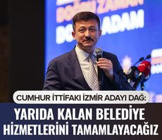 Cumhur İttifakı İzmir adayı Hamza Dağ: Yarıda kalan belediye hizmetlerini tamamlayacağız