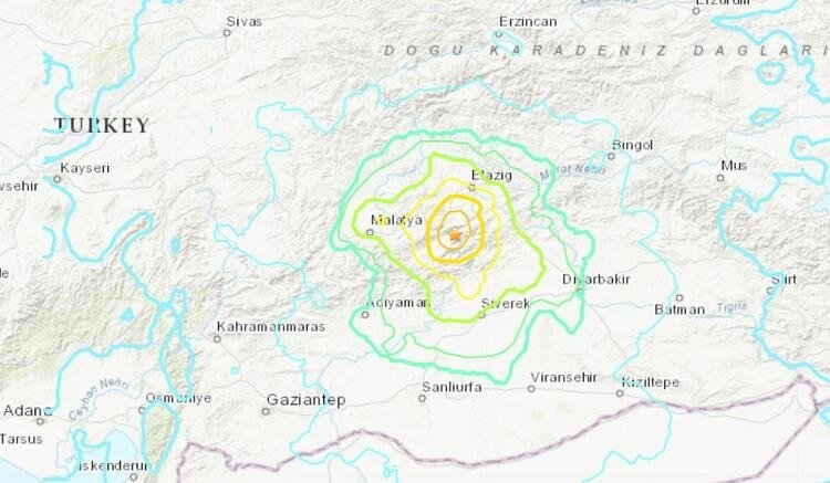 ABD’liler korkutan haritayı yayınladı! Elazığ depremi nerelerde hissedildi?