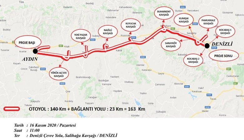 Aydın-Denizli Otoyolu’nun temeli yarın atılıyor