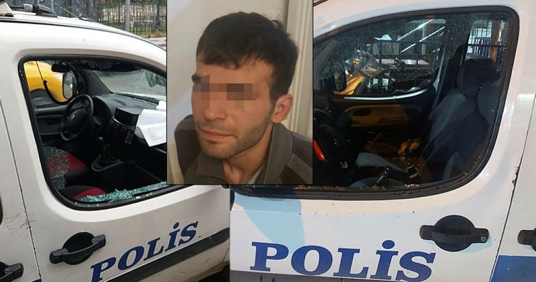 İzmir’de ilginç olay! Tutuklanmak için polis araçlarının camlarını kırdı