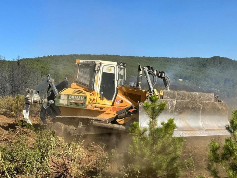 Uşak’taki yangına havadan karadan müdahale ediliyor