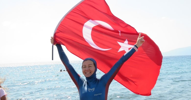 Milli sporcu Birgül Erken, 165 metre dalışla Guinness Rekoru’nu kırdı