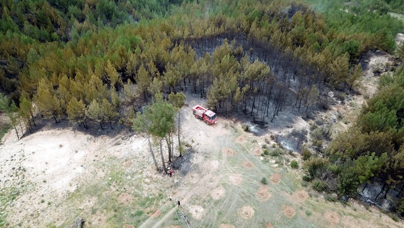 Muğla’daki orman yangınlarında yanan 25 hektarlık alan havadan görüntülendi