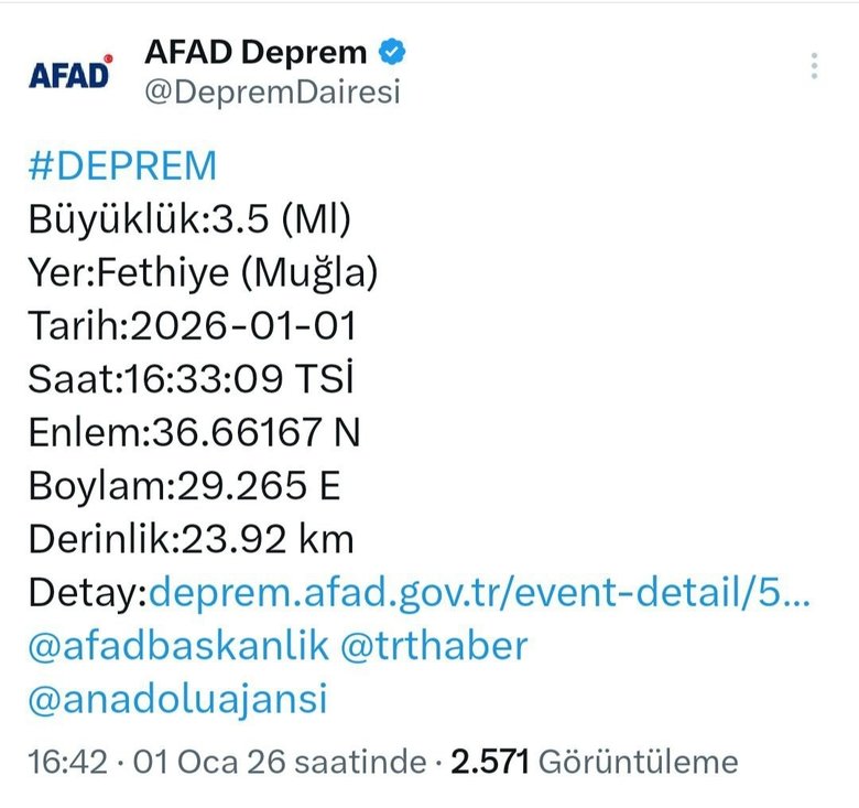 Muğla Fethiye’de korkutan deprem!