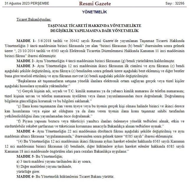 İkinci el araç ve gayrimenkul satışında yeni dönem! Resmi Gazete’de yayımlandı