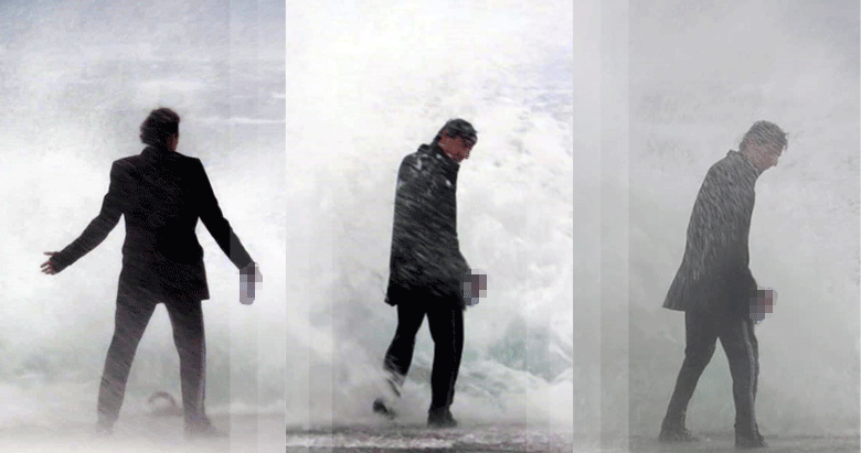 Marmaris’te dev dalgalar önünde ilginç anlar