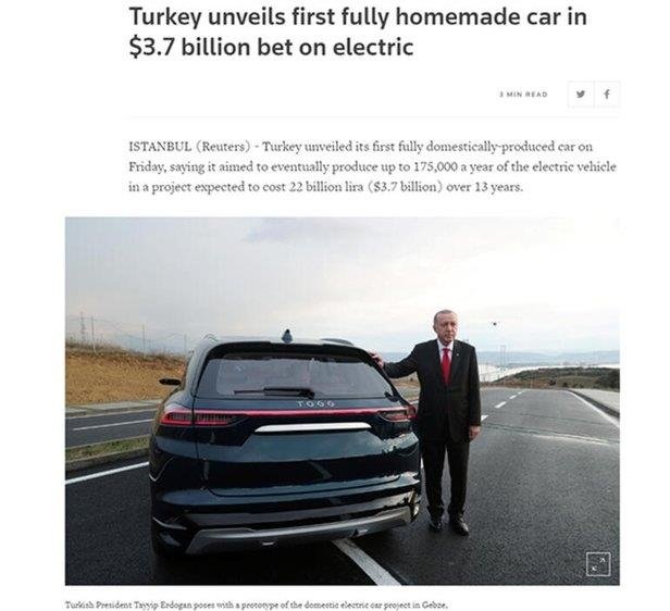 Yerli otomobil dünya basınında: Erdoğan, Tesla’ya meydan okuyor