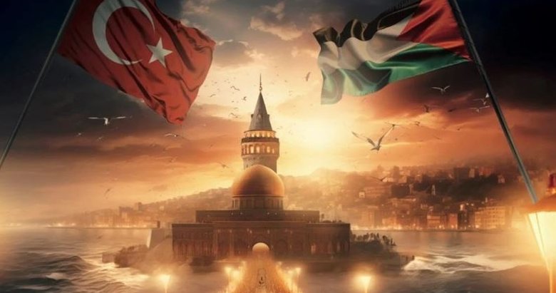 Teröre lanet Filistin’e destek! On binler Galata’ya akın etti