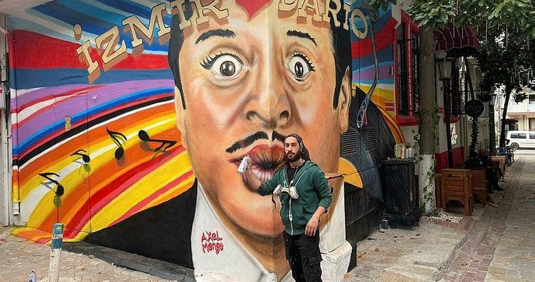 Dario Moreno’nun portresi doğumunun 100’üncü yılında evin karşısındaki duvara resmedildi