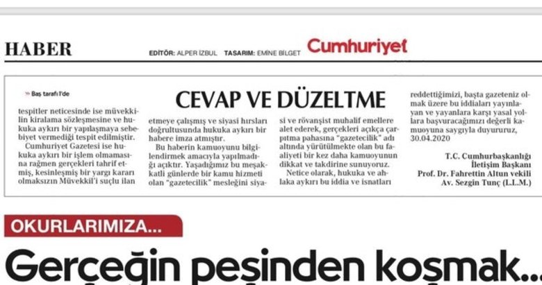 CHP’li İzmir Büyükşehir Belediyesi’nden skandal! Cumhuriyet Gazetesi’nin tekzip yayınladığı habere ödül!
