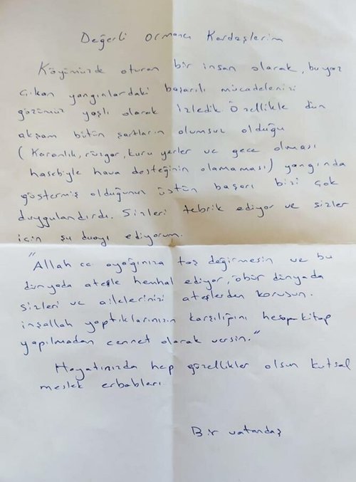 İzmir’de alev avcısı ormancıları duygulandıran mektup!