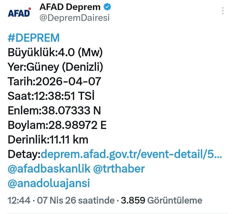 SON DAKİKA: Denizli’de deprem | AFAD duyurdu