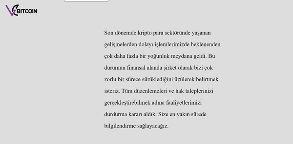 Vebitcoin, faaliyetlerini durdurma kararı aldı