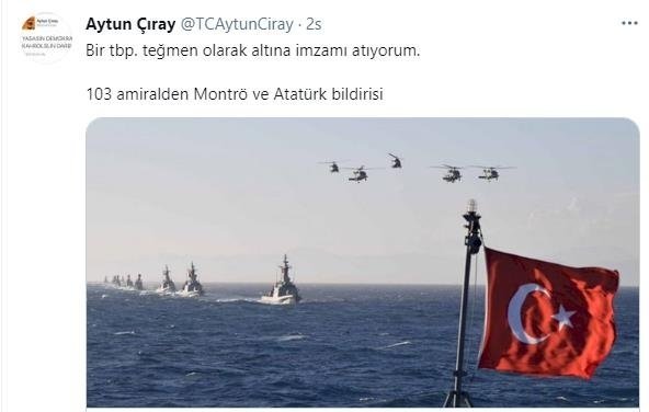 İYİ Parti İzmir Milletvekili Aytun Çıray’dan skandal bildiriye destek