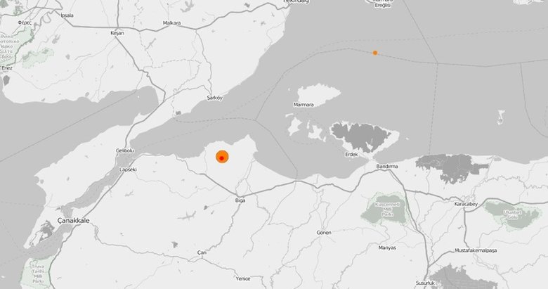 Çanakkale Biga’da 3,9 büyüklüğünde deprem