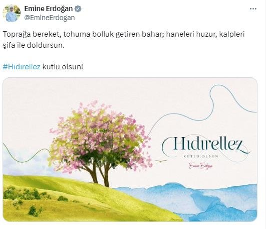 Emine Erdoğan’dan Hıdırellez mesajı