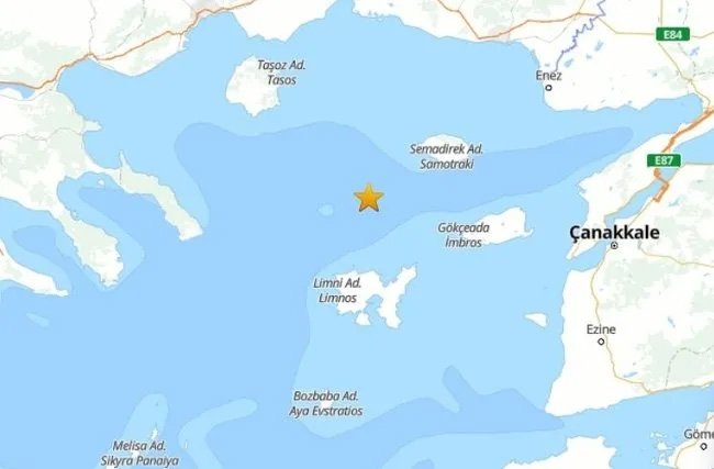 Son Dakika... Çanakkale açıklarında deprem!