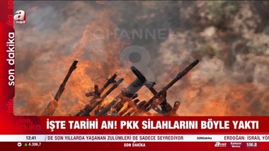 İşte tarihi an! PKK silahlarını böyle yaktı