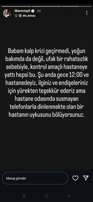 Tarihçi ve yazar Prof. Dr. İlber Ortaylı hastaneye kaldırıldı