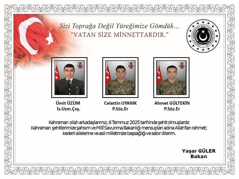 Son dakika: MSB acı haberi duyurdu! Şehit olan asker sayısı 12’ye yükseldi