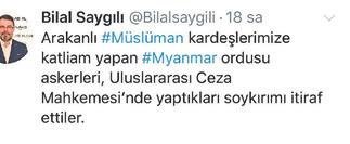 Saygılı’nın Arakan paylaşımı ilgi gördü
