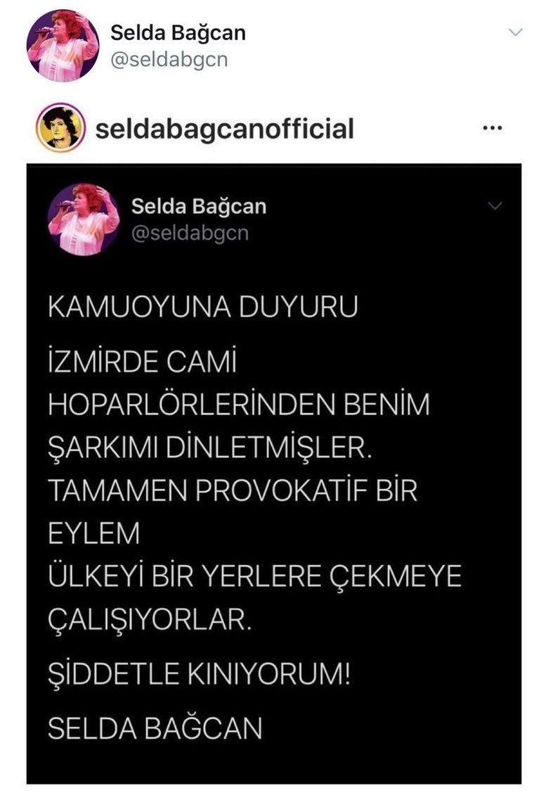 Selda Bağcan İzmir’de kendi müziğinin camilerden çalınmasına tepki gösterdi