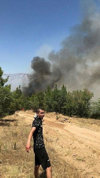 Bir yangın da Denizli’de! Tüm halk seferber oldu