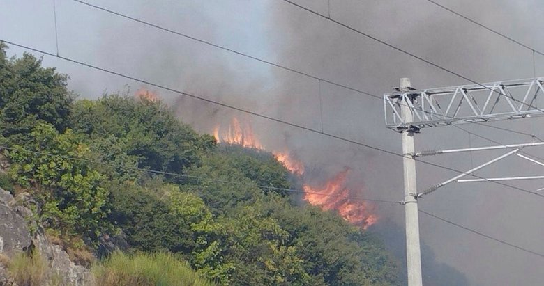TÜBİTAK’ın ormanlık alanındaki yangına havadan müdahale