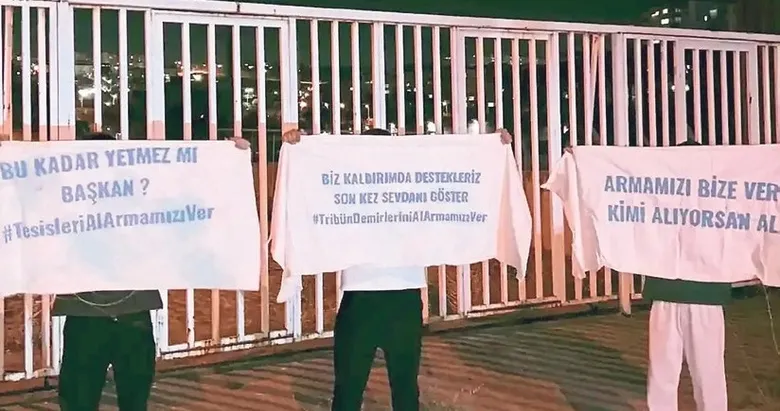 Buca taraftarı sitemini pankarta ve duvara yazdı