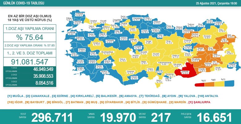 Son dakika: Sağlık Bakanı Koca koronavirüs vaka sayısını açıkladı! 25 Ağustos Çarşamba vaka tablosu