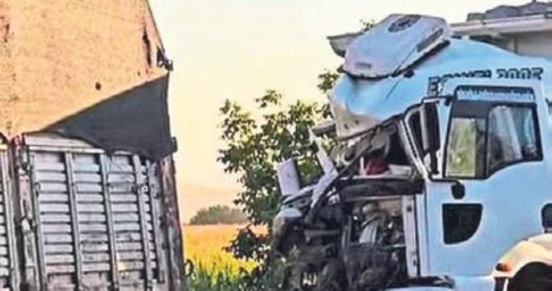 Kamyondan inen şoföre başka bir kamyon çarptı