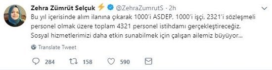 Aile, Çalışma ve Sosyal Hizmetler Bakanı, 4 bin 321 personel istihdamı gerçekleştireceklerini açıkladı